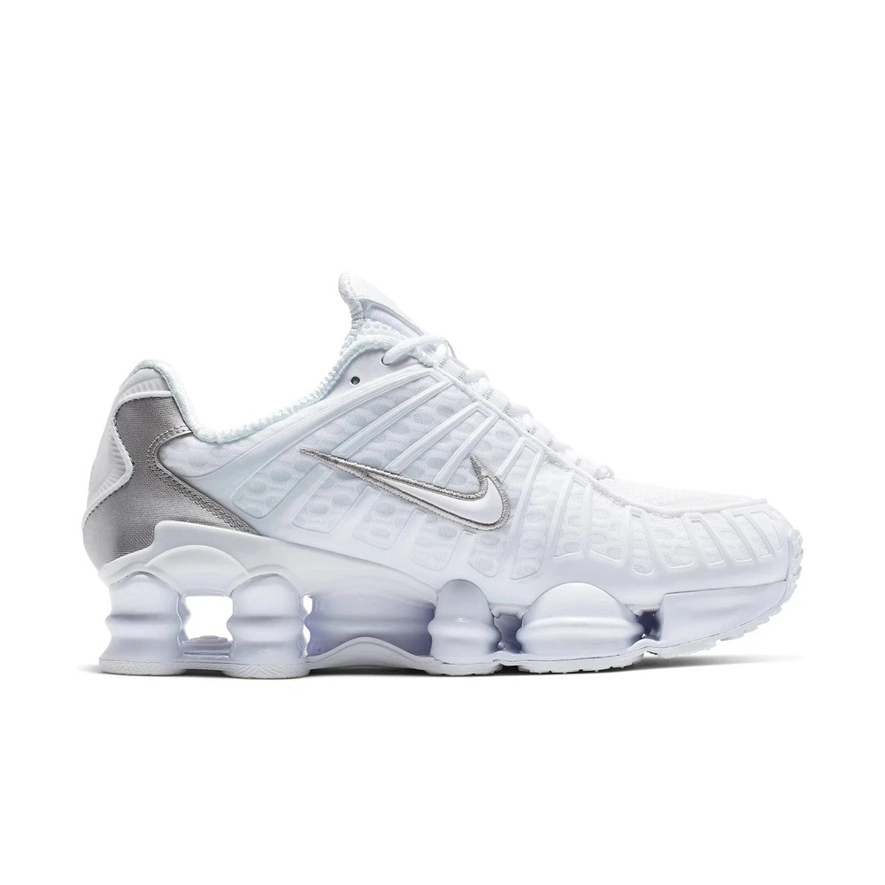 Nike Women's Shox TL White/ Metallic Silver AR3566-100 Fashion Shoes Size 6 - Picture 3 of 6